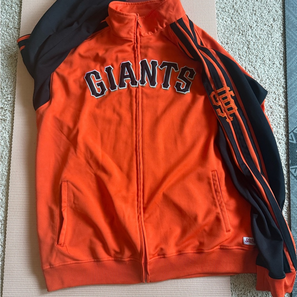 San Francisco Giants Stitches Orange and Black Bomber Jacket